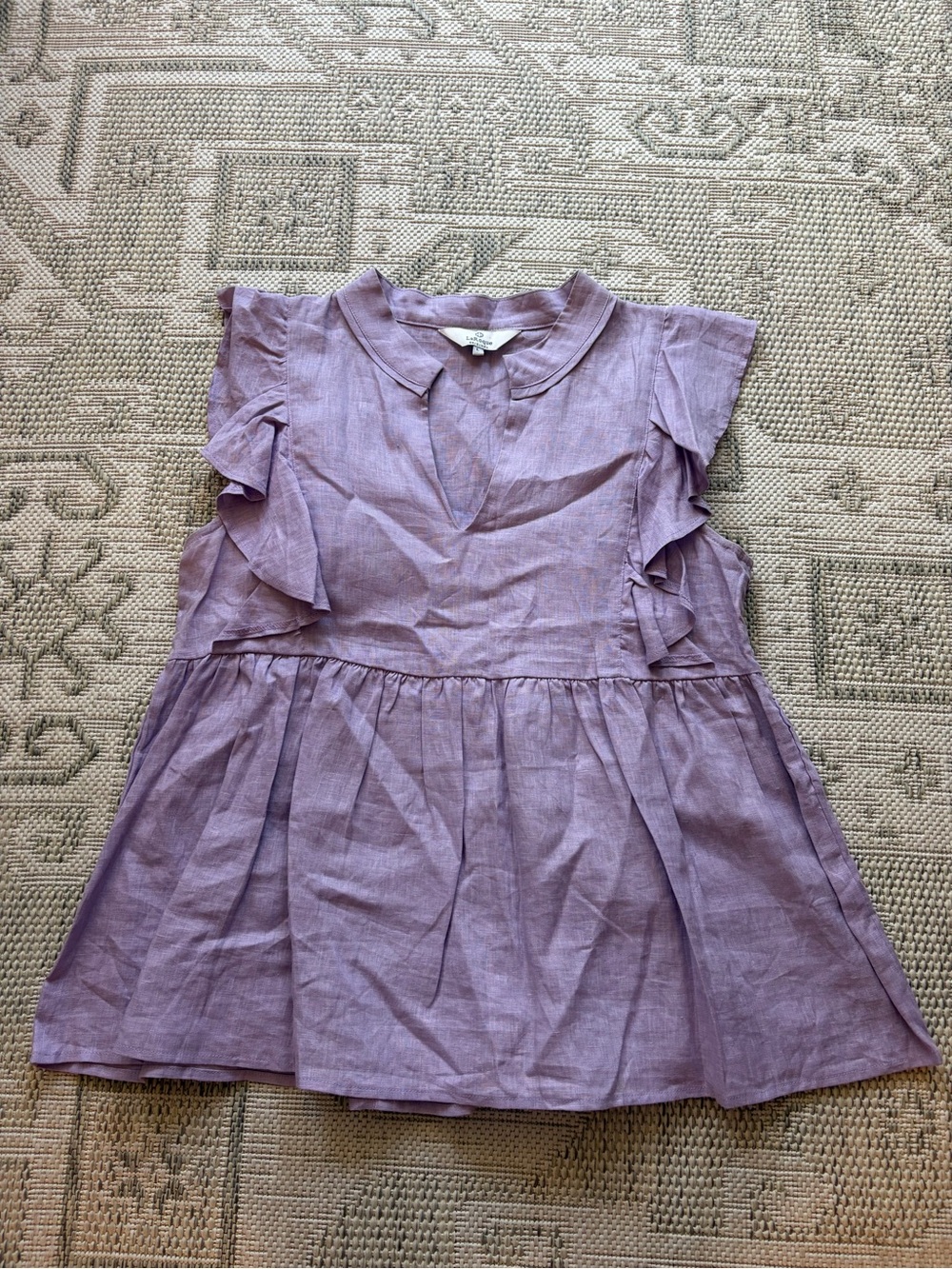 Lavender Ruffle-Sleeve Peplum Top - Unknown Brand